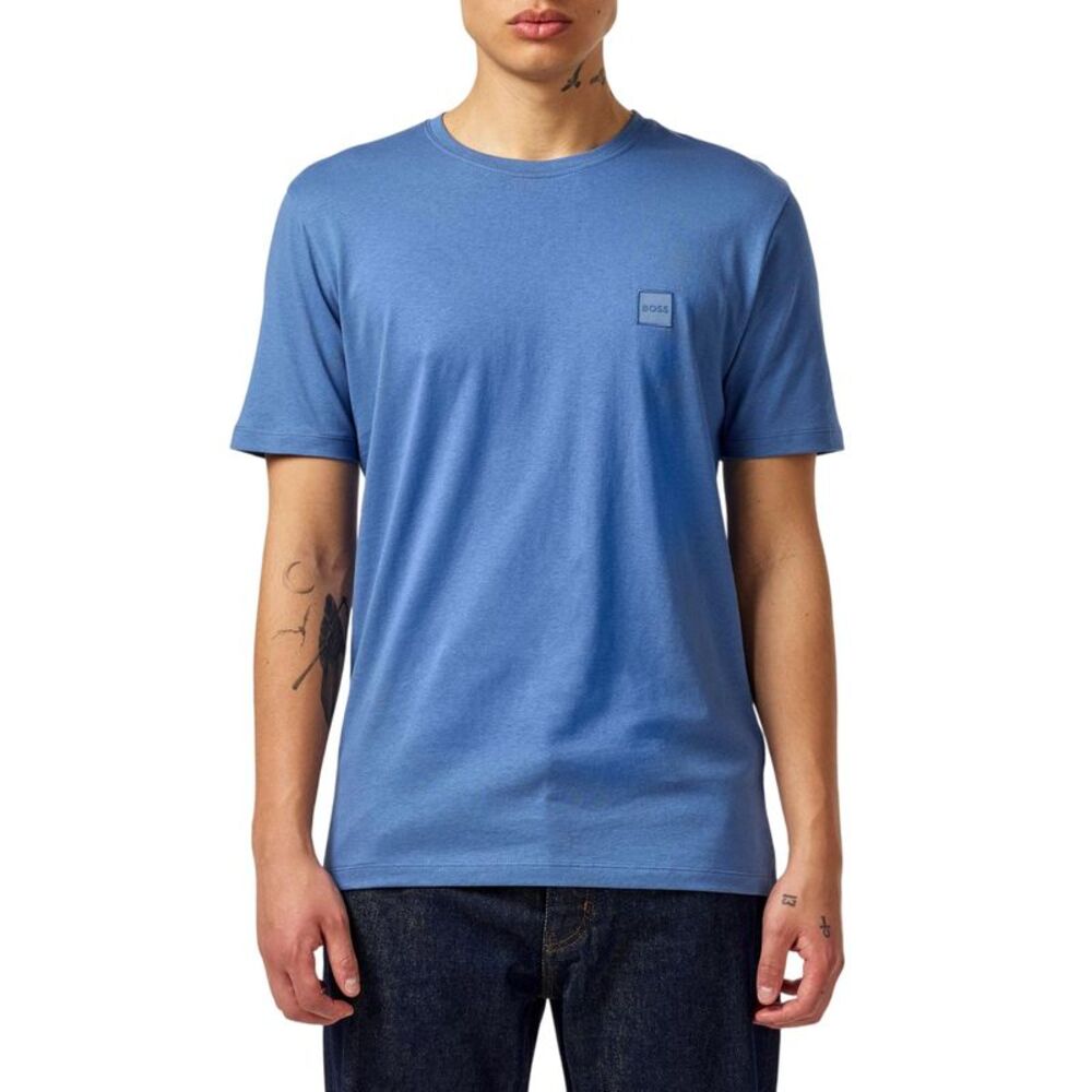 Boss Mens Orange  Cotton T-Shirt / Blue